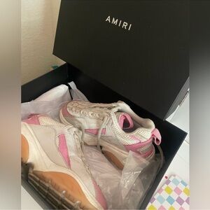 AMIRI Women's Pink and White Sneakers